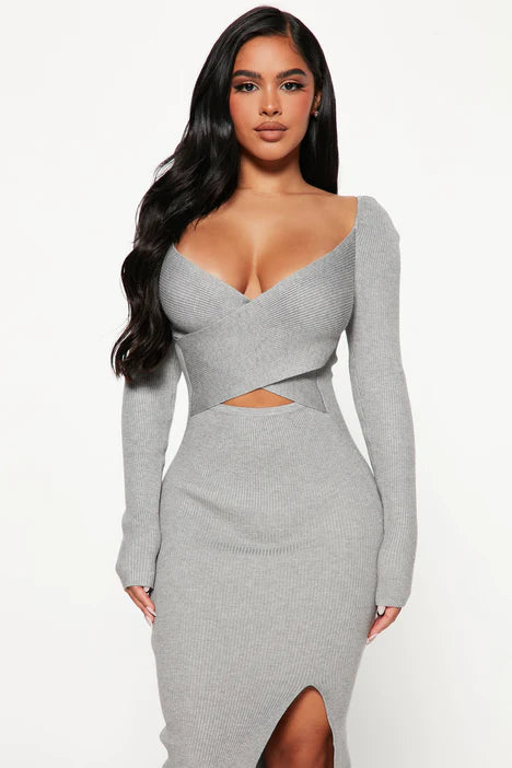 Karene Sweater Midi Dress - Heather Grey