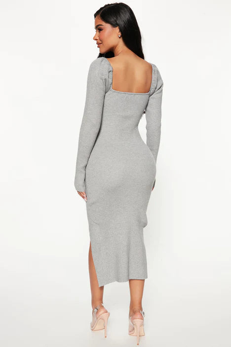 Karene Sweater Midi Dress - Heather Grey