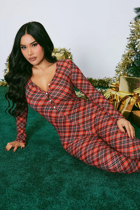 Festive AF PJ Jumpsuit Onesie - Red/Black