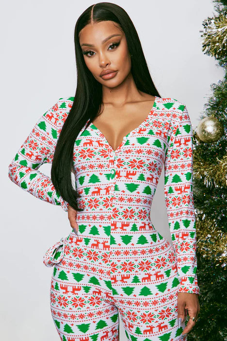 Dream List PJ Jumpsuit Onesie - Red/combo