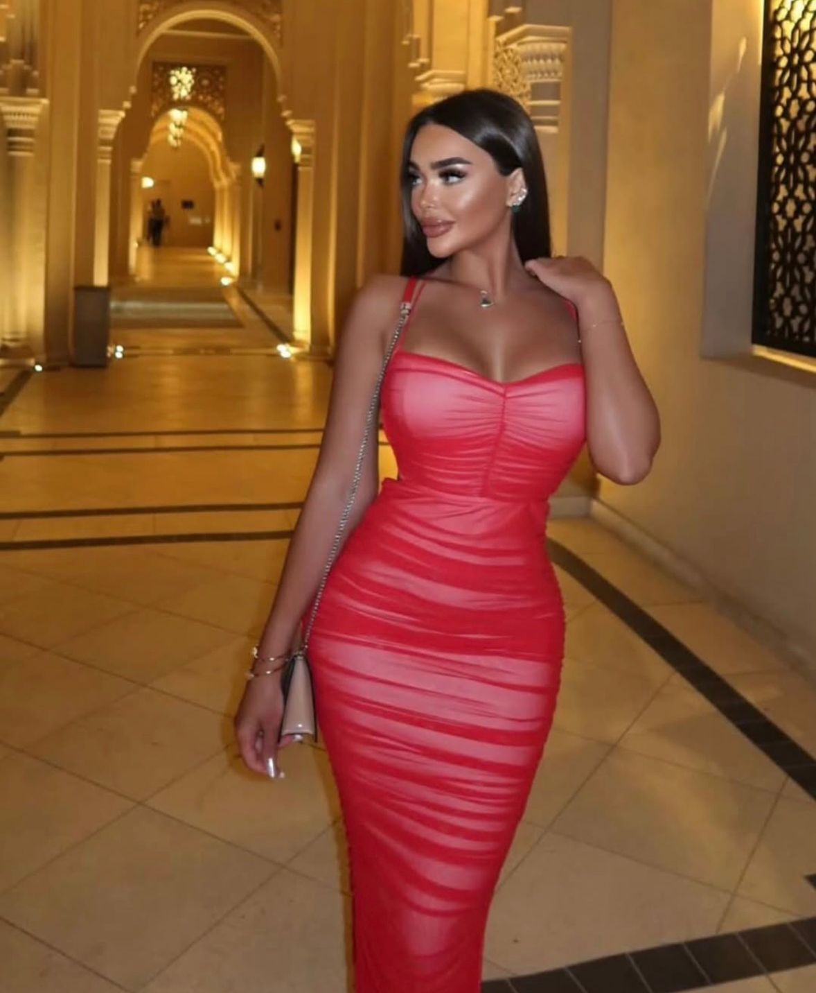 Dress Midi Mesh - Red