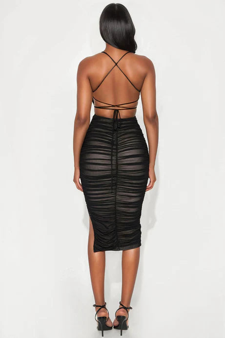 Dress Midi Mesh - Black