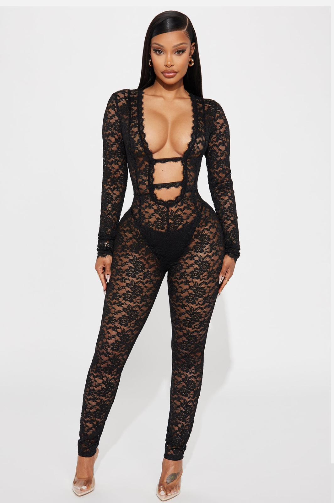 Victoria Lace Jumpsuit - Black