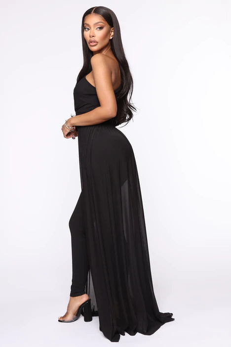 Black mesh jumpsuit