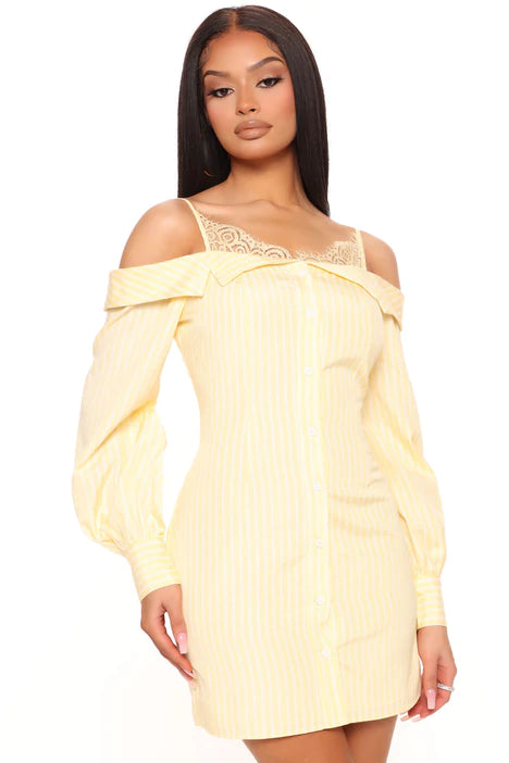 Sippin' Moet Mini Dress - Yellow