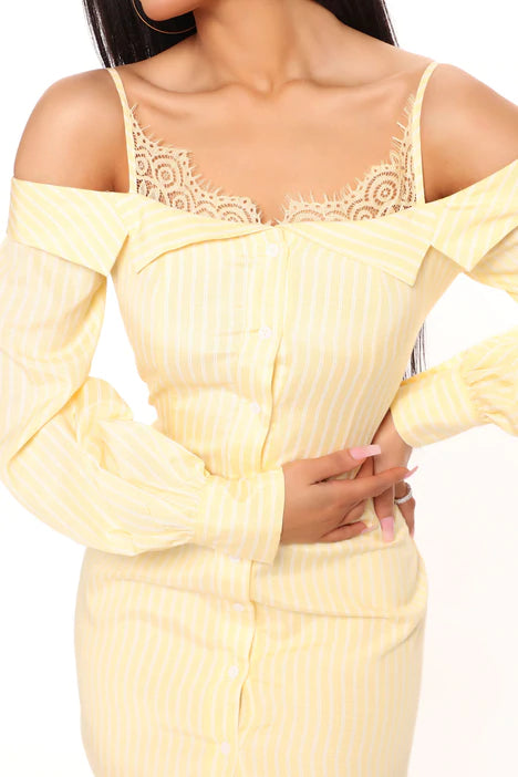 Sippin' Moet Mini Dress - Yellow