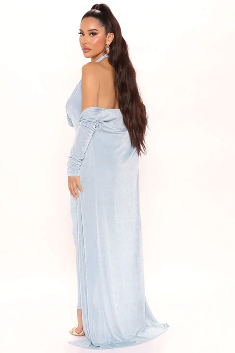 Blue two-piece jumpsuit