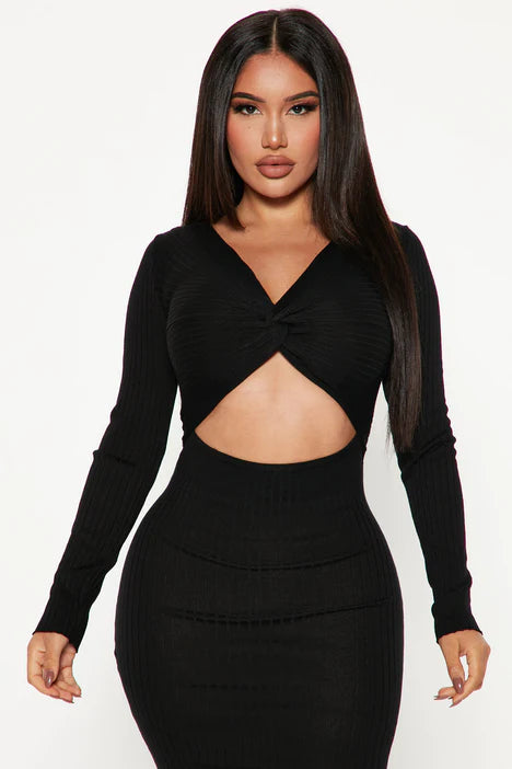 Cut It Midi Dress - Black