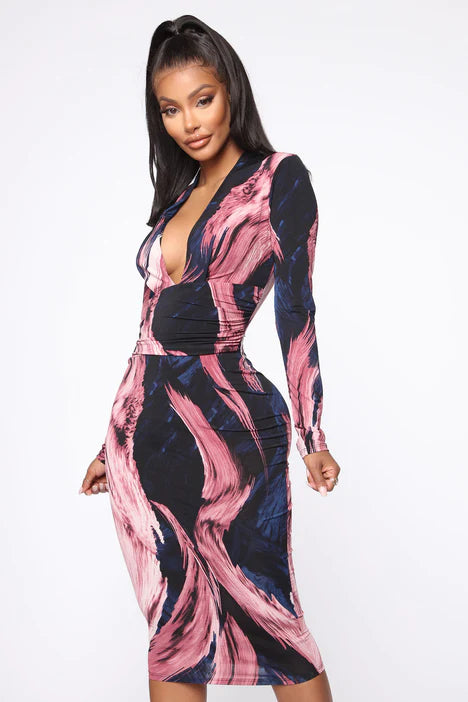Midi dress - mauve / navy