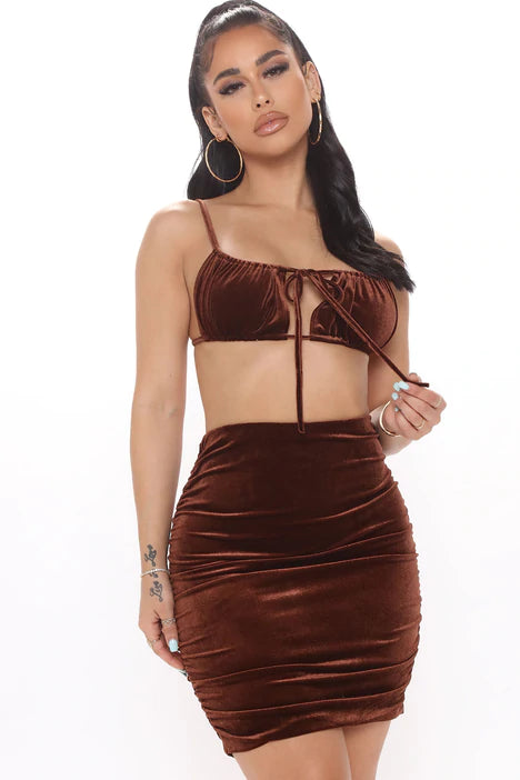 Two piece velvet skirt