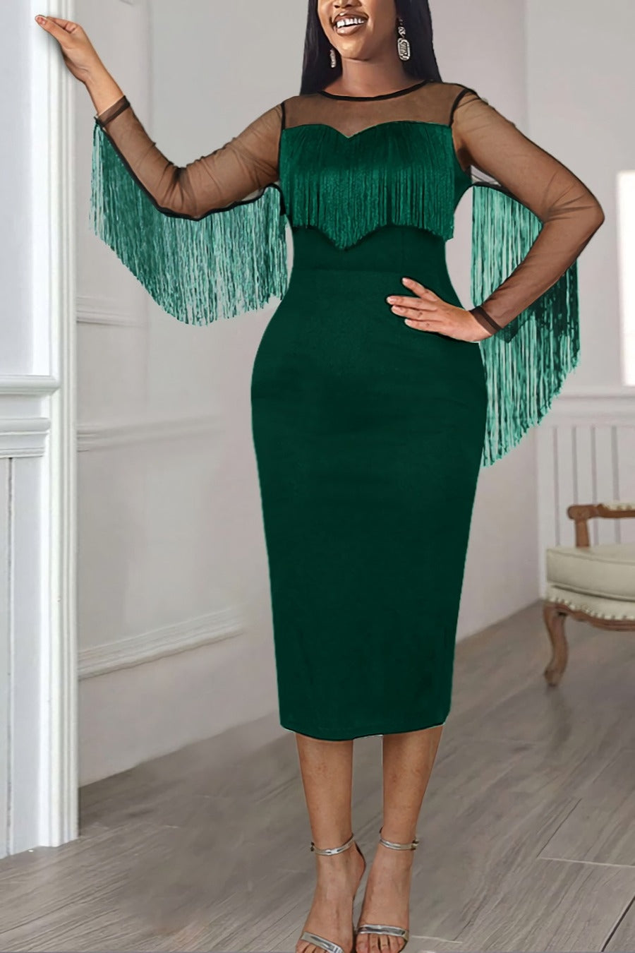 Tassel elegant midi dress