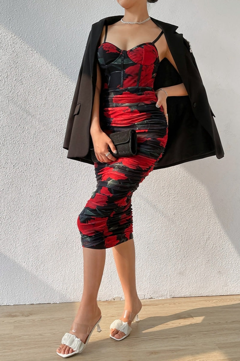 Sexy flower midi dress