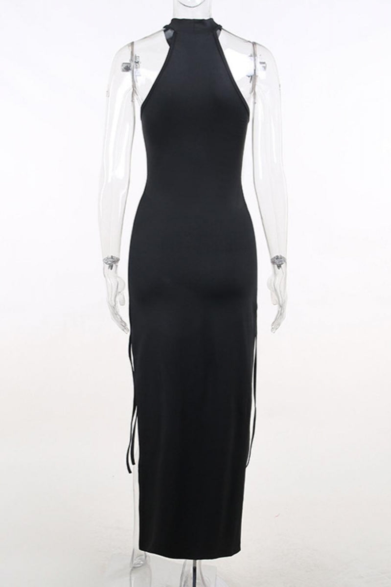 Slightly slit sexy lace midi dress