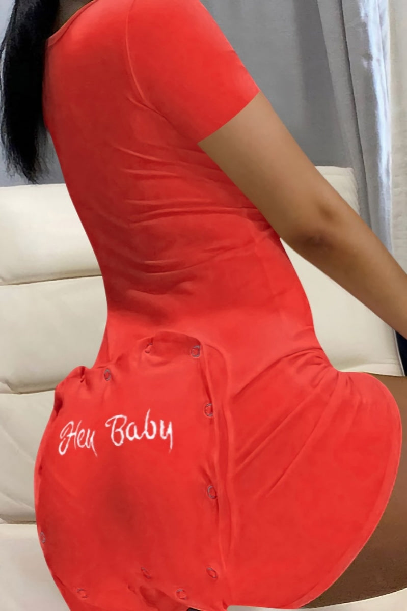 Red open back jumpsuit