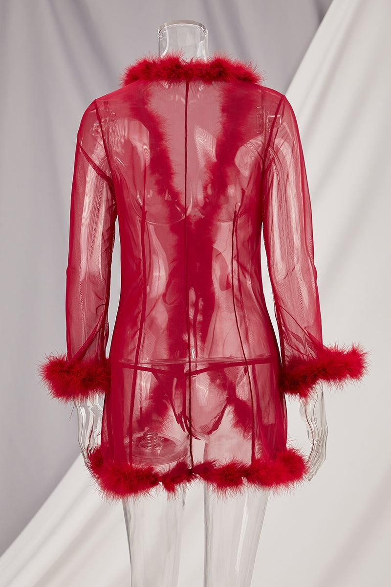 Sexy red two-piece nightgown