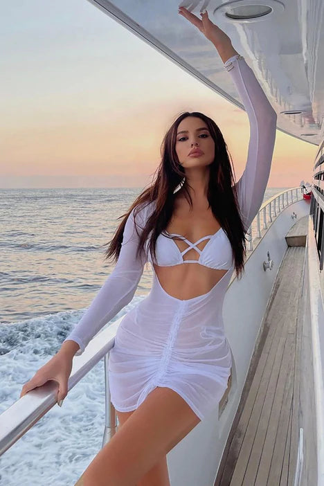 sland Beach 3 Piece Bikini and Cover Up Set