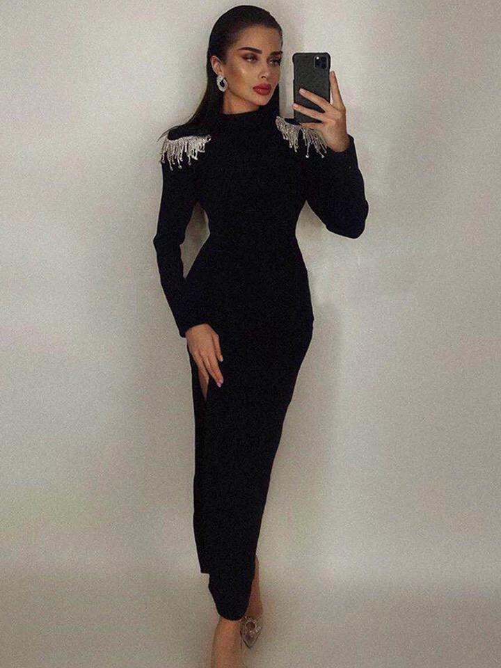 Black midi dress