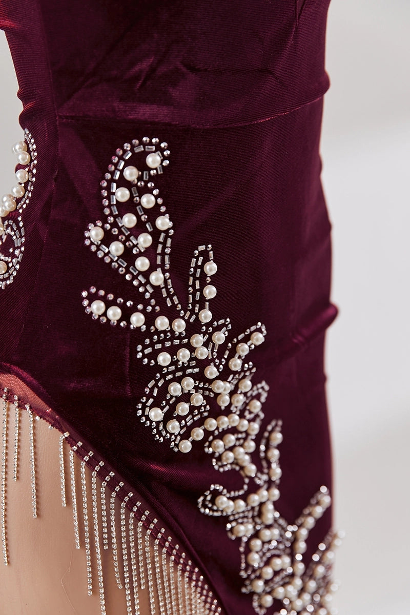 Sexy rhinestone velvet mini dress