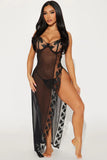 Heart Flutters Lace Maxi Gown Babydoll - Black
