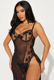 Heart Flutters Lace Maxi Gown Babydoll - Black