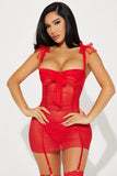 Perfect Gift Tulle Bow Chemise Set - Red