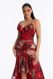 Ruffle Maxi Dress red / combo