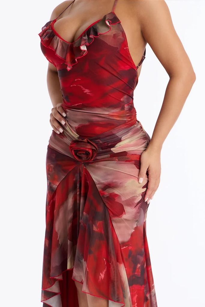 Ruffle Maxi Dress red / combo