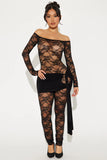 Fresh And Fit Lace Jumpsuit Set - Black
