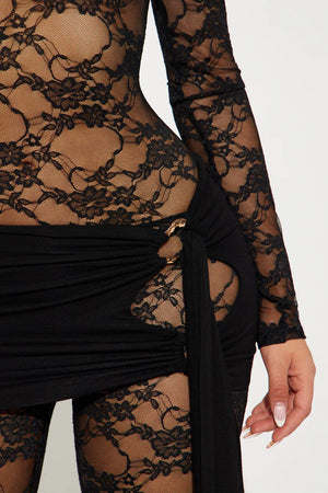 Fresh And Fit Lace Jumpsuit Set - Black