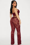 Can't Get Me Lace Pant Set - Burgundy
