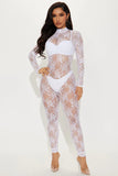 Lace Around Town Jumpsuit - White