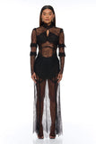 Lace Maxi Dress Black Lanngerie