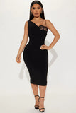 Work Hard Play Hard Midi Dress - Black