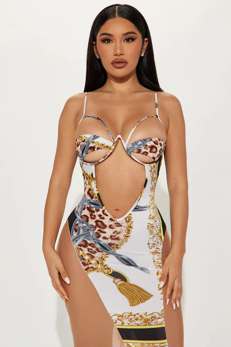 Kate Cut Out Maxi Dress - White/combo