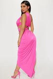 Evalina Ruched Maxi Dress - Hot Pink