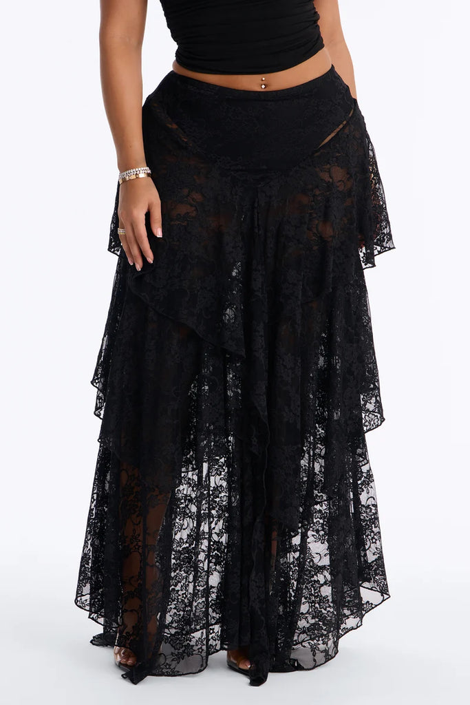Lace Maxi Skirt Black