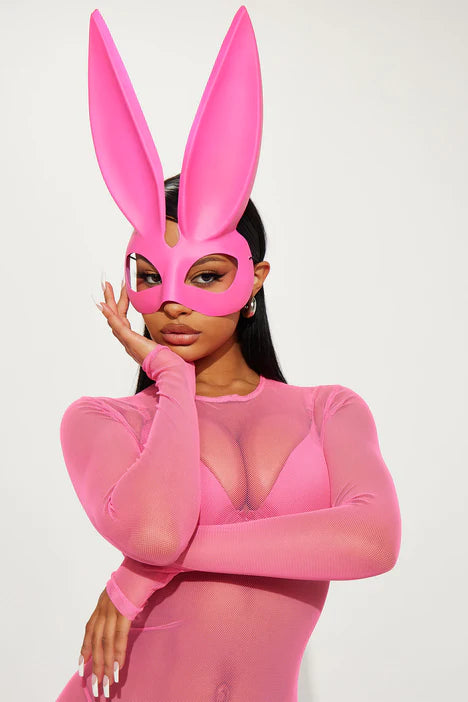 Sultry Bunny 2 Piece Costume Set - Neon Pink