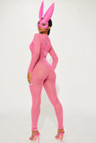 Sultry Bunny 2 Piece Costume Set - Neon Pink