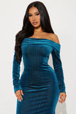 All That Shimmer Velvet Maxi Dress - Teal