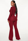 Call My Name Long Sleeve Pant Set - Burgundy