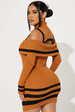 Kelsie Sweater Mini Dress - Camel/combo