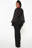 Amelia Belted Jumpsuit - Black