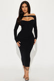 Aspen Sweater Maxi Dress - Black