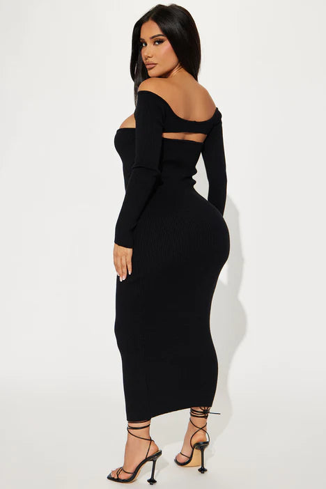 Aspen Sweater Maxi Dress - Black