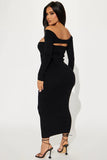 Aspen Sweater Maxi Dress - Black