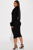 Shilah Faux Fur Sweater Midi Dress - Black
