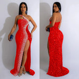 Dress Women's Fashion Solid Color Beaded Sequin Sleeveless Maxi