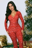 Santa Tell Me PJ Jumpsuit Onesie - Red/White