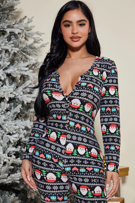 North Pole PJ Jumpsuit Onesie - Black/combo
