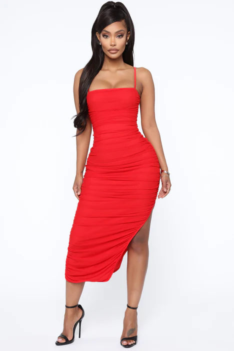 Feeling My Mesh Dress - Red
